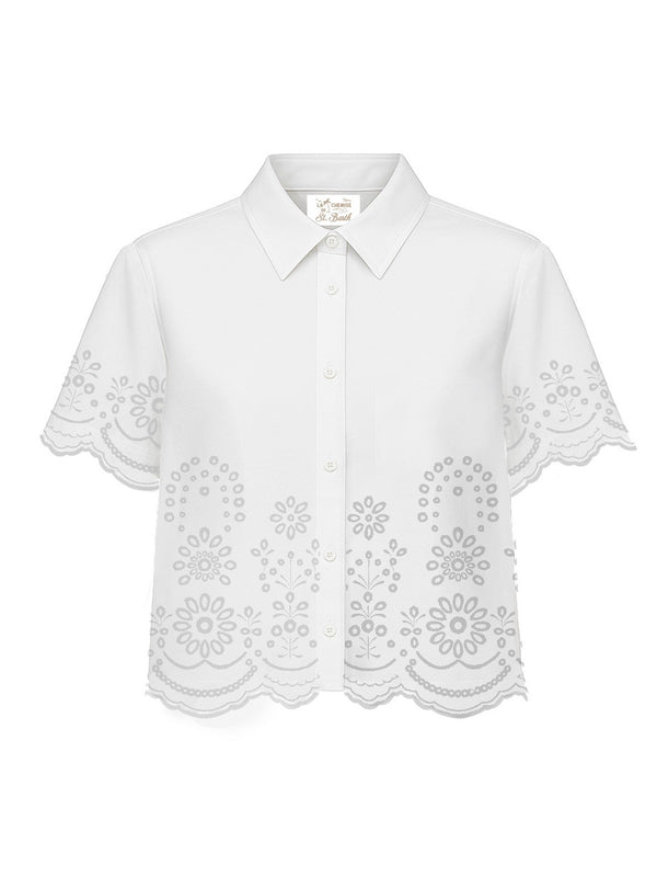 Mc2 Saint Barth Woman Crop Bluse Clementine Sangallo Morris Flower Embry 01 - Cem0001