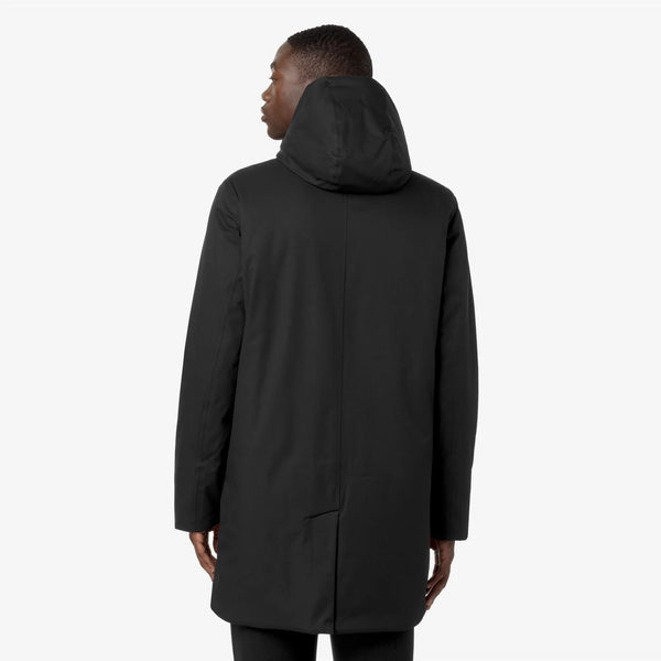 K-Way Giubbotto Lungo Uomo Jarno Twill Marmotta Nero Black Pure e Blu Blue A K8133FW-AL8