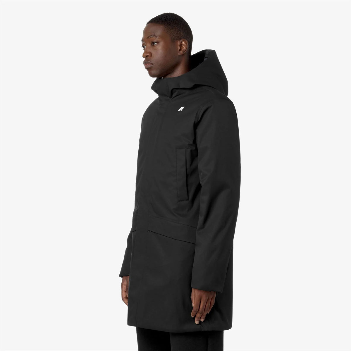 K-Way Giubbotto Lungo Uomo Jarno Twill Marmotta Nero Black Pure e Blu Blue A K8133FW-AL8