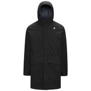 K-Way Giubbotto Lungo Uomo Jarno Twill Marmotta Nero Black Pure e Blu Blue A K8133FW-AL8
