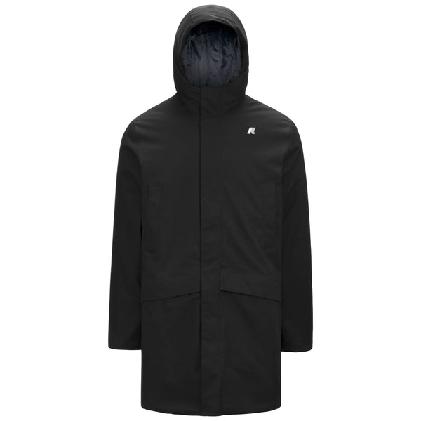 K-Way Giubbotto Lungo Uomo Jarno Twill Marmotta Nero Black Pure e Blu Blue A K8133FW-AL8