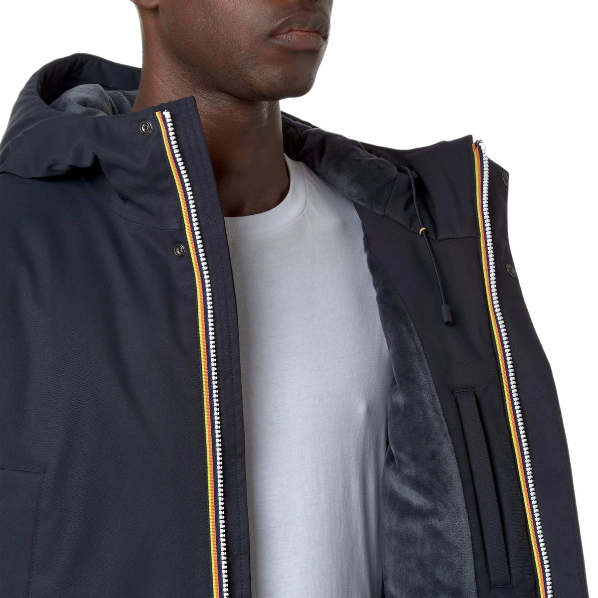 K-Way Giubbotto Lungo Uomo Jarno Twill Marmotta Blu Blue Depth e Blue A K8133FW-AL9
