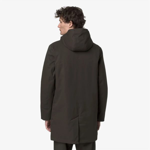 K-Way Giubbotto Lungo Uomo Jarno Twill Marmotta Verde Black Olive e Blu Blue A K8133FW-B2V