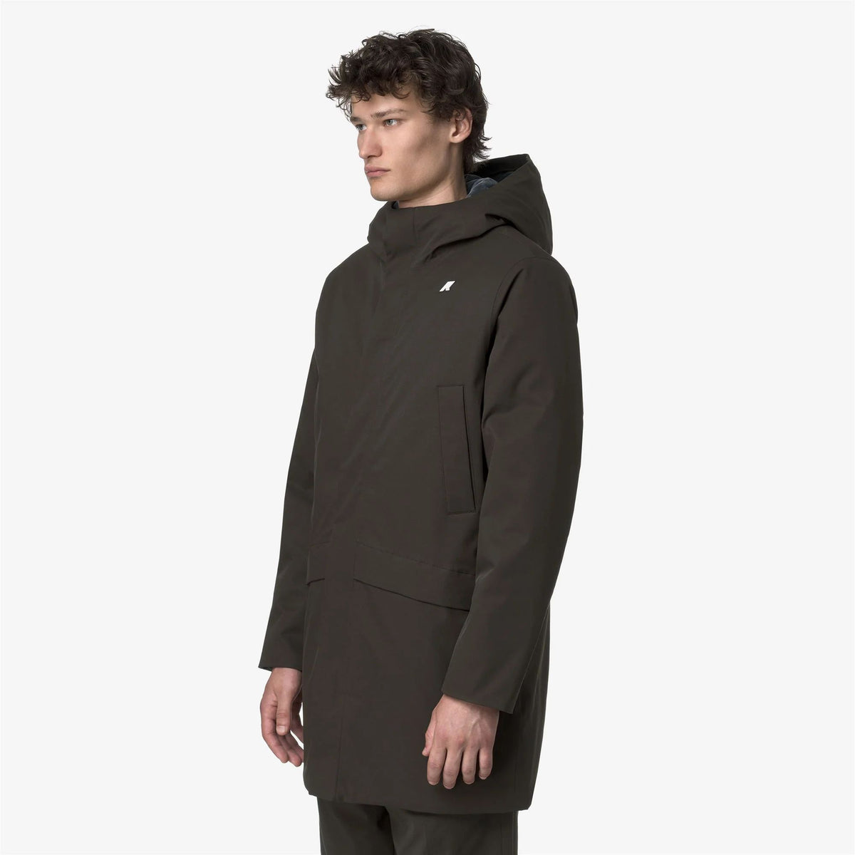 K-Way Giubbotto Lungo Uomo Jarno Twill Marmotta Verde Black Olive e Blu Blue A K8133FW-B2V