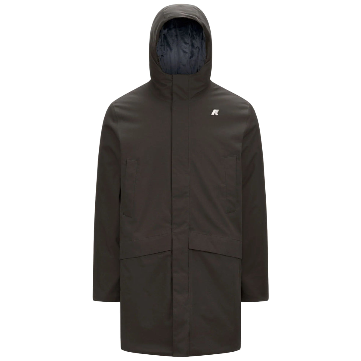 K-Way Giubbotto Lungo Uomo Jarno Twill Marmotta Verde Black Olive e Blu Blue A K8133FW-B2V