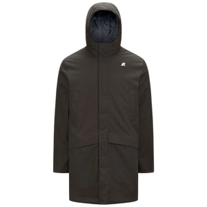 K-Way Giubbotto Lungo Uomo Jarno Twill Marmotta Verde Black Olive e Blu Blue A K8133FW-B2V