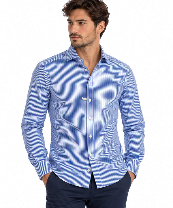 Alea | Camicia Uomo a Righe Blu e Bianche in 100% Cotone | New Tailor Fit | 6001-109