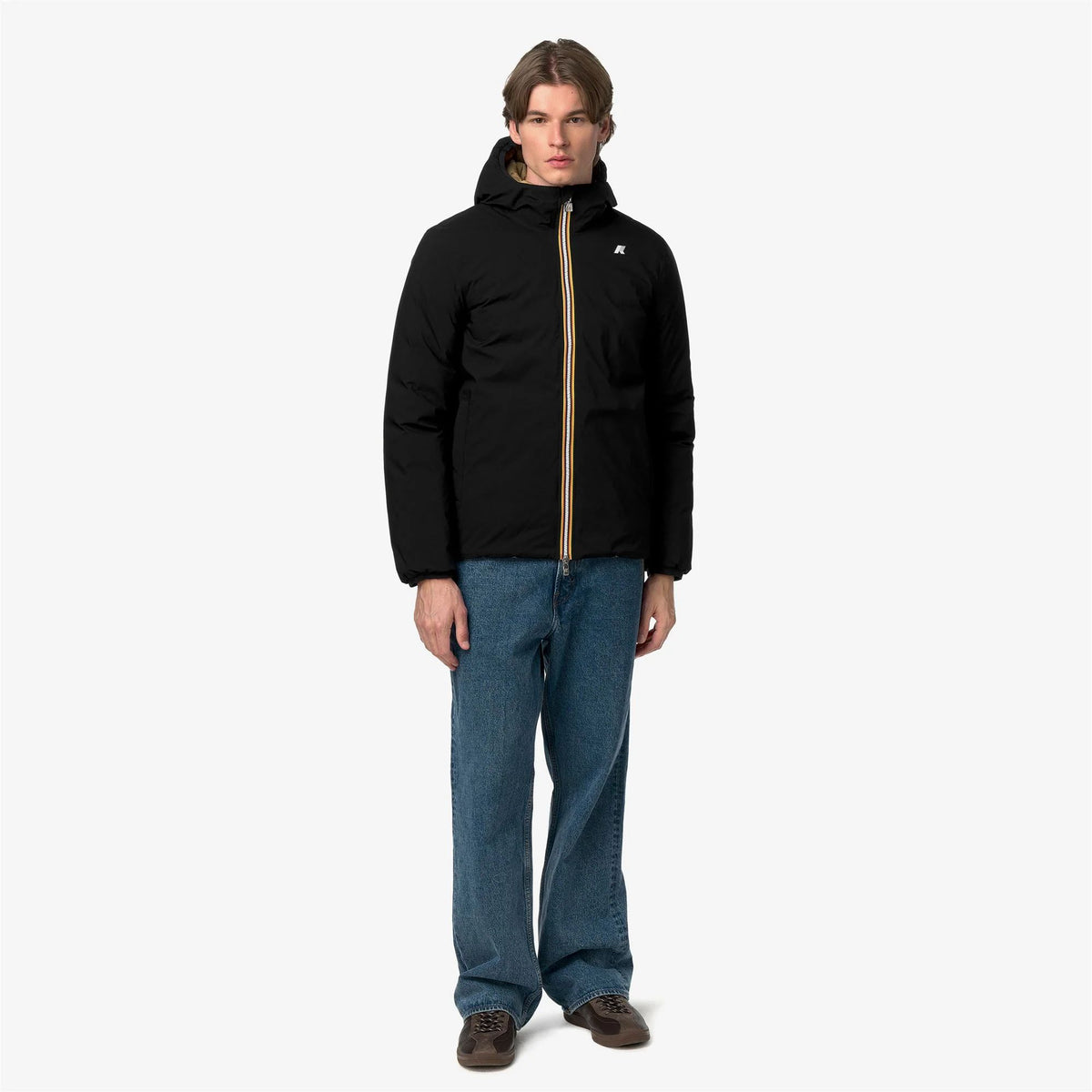 K-Way Giubbotto Uomo Jack ST Thermo Double Reversibile Nero Black Pure e Beige Khaki K8127WW-DBN
