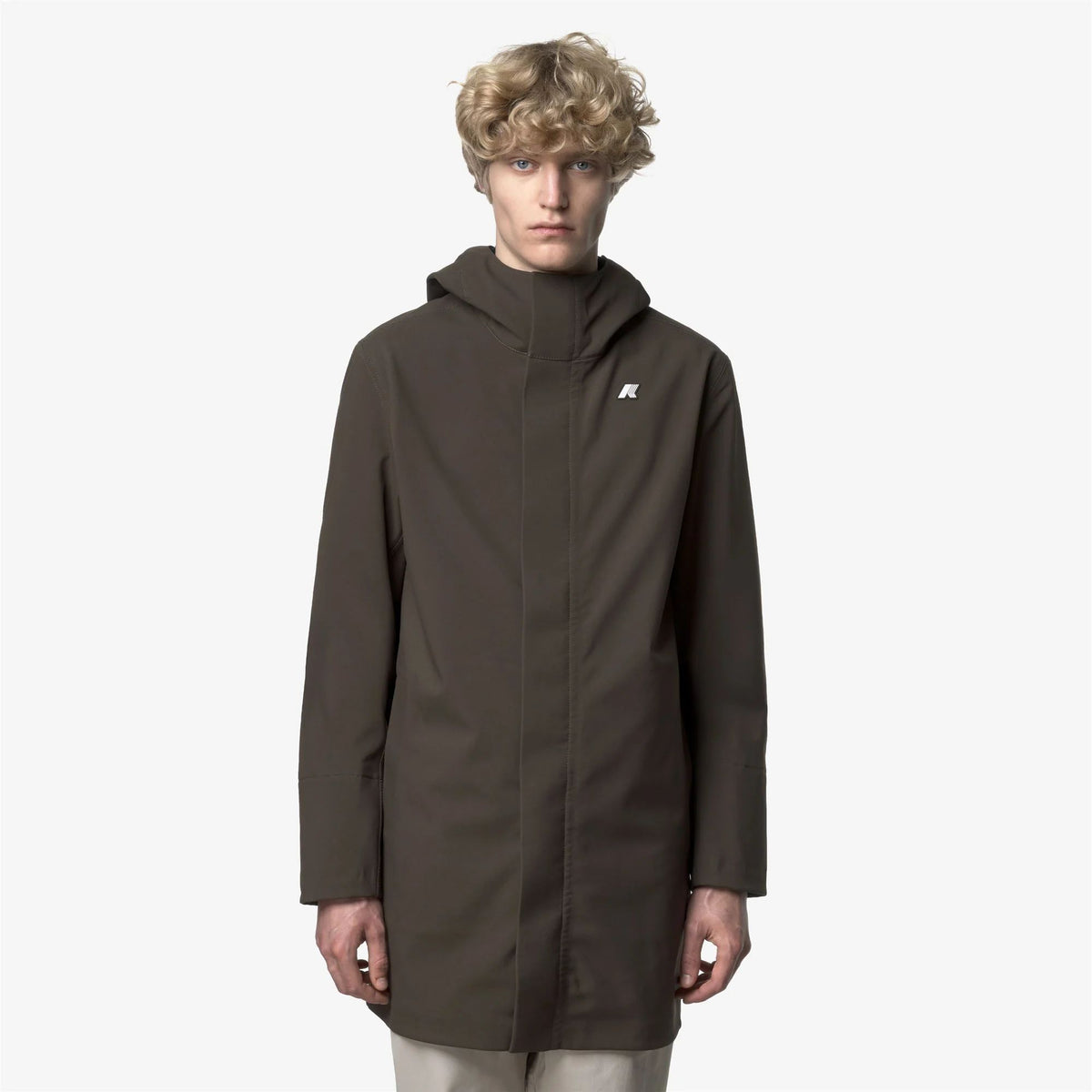 K-Way Giubbotto Uomo Marlyn Bonded Impermeabile Verde Oliva Scuro con Interno Blu Depth K7126UW-B3A
