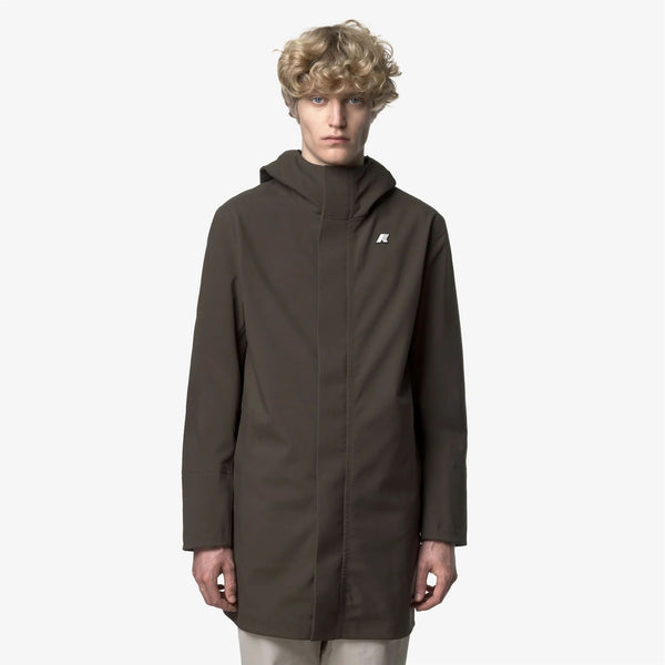 K-Way Giubbotto Uomo Marlyn Bonded Impermeabile Verde Oliva Scuro con Interno Blu Depth K7126UW-B3A