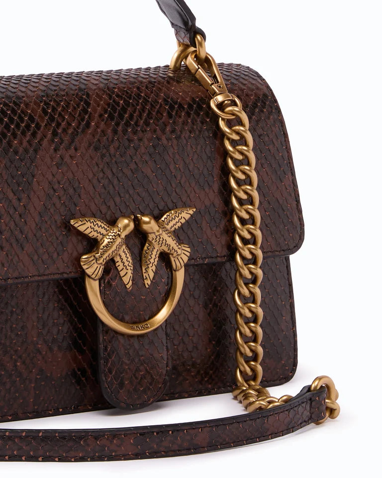 Pinko Love One Top Handle Mini Borsa Donna Roccia/Marrone Antique Gold 100071A3E5-M16Q