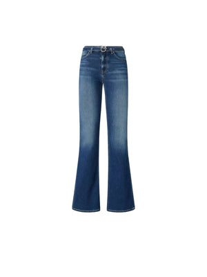 Pinko Jeans Donna Flora Flare Blu Scuro con Cintura 100166A3FR-PJC