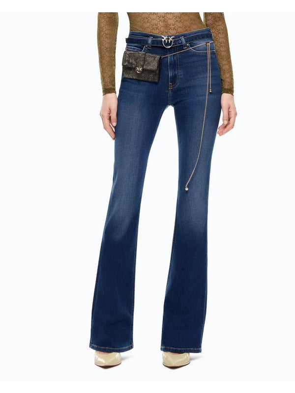 Pinko Jeans Donna Flora Flare Blu Scuro con Cintura 100166A3FR-PJC