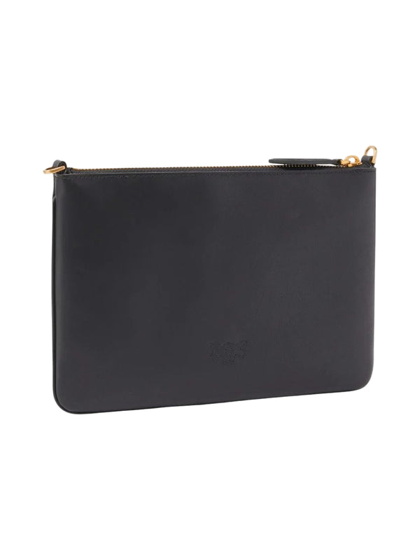 Pinko Flat Classic Borsa Donna in Pelle Nera con Tracolla a Catena Antique Gold 100455A0F1-Z99Q