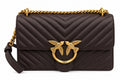 Pinko Borsa Donna Love One Classic DC Sheep Nappa in Pelle Marrone Marasca con Tracolla a Catena Antique Gold 100941A0GK-M12Q