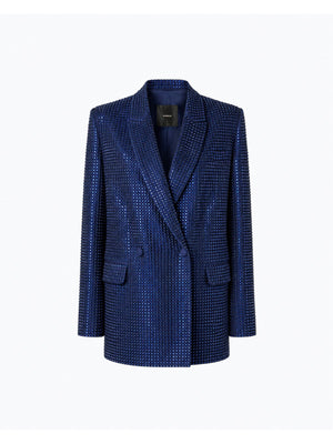 Pinko Giacca Donna Deledda Doppiopetto Full Strass Blu Iride 104456A3M0-G56