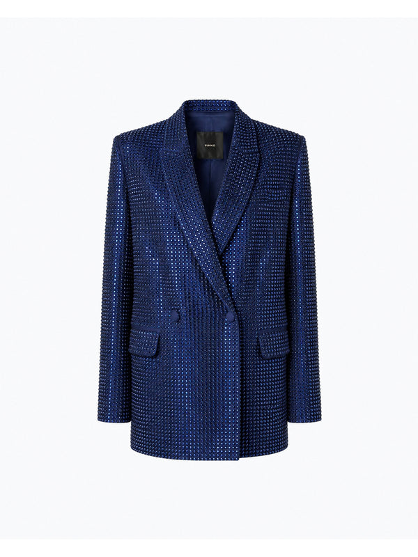 Pinko Giacca Donna Deledda Doppiopetto Full Strass Blu Iride 104456A3M0-G56