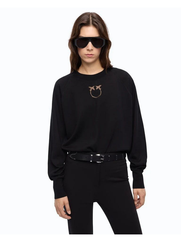 Pinko Maglia Donna Lanzarote Love Birds Nero Limousine 105417A18M-Z99