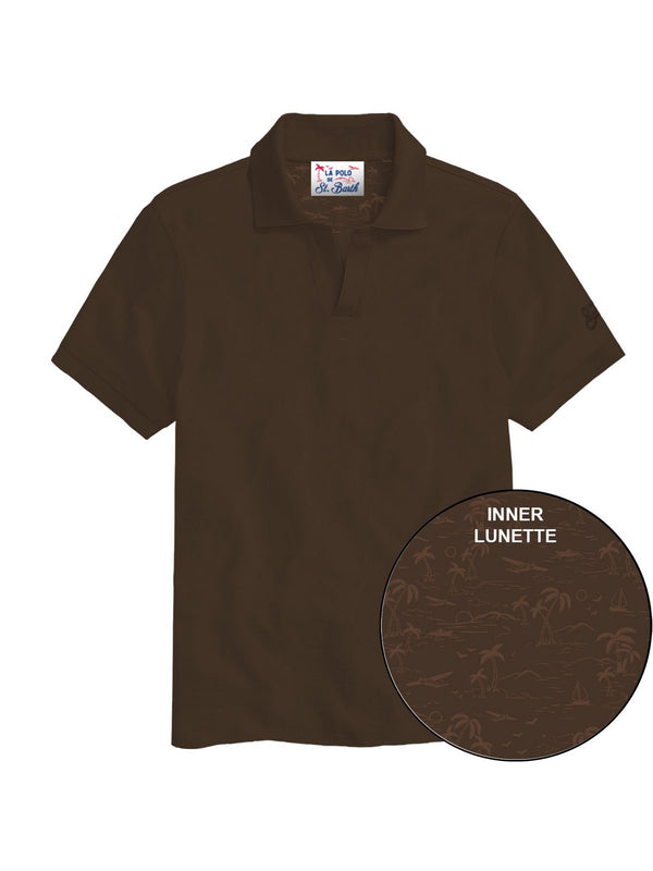 Mc2 Saint Barth Jersey Stretch Piquet Polo Charles Piquet 18H Dark Brown - Chs0001