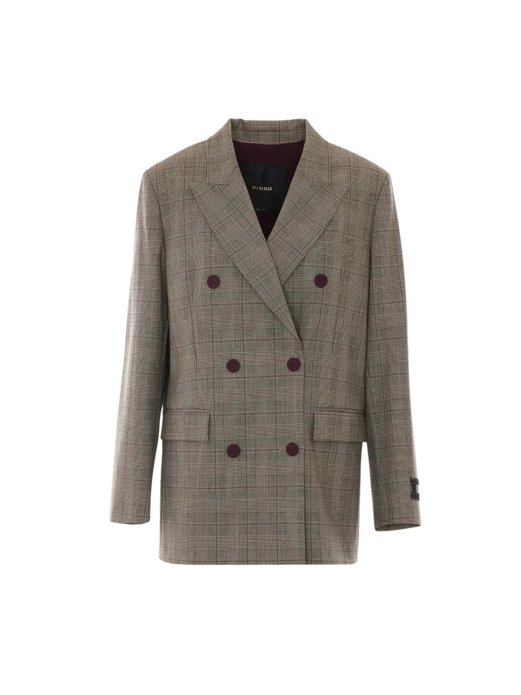 Pinko Giacca Donna New Guinea Principe di Galles Beige Bordeaux Nero 105617A3FF-CYZ