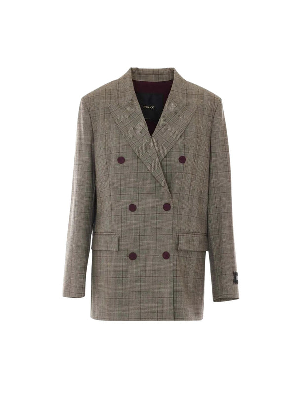 Pinko Giacca Donna New Guinea Principe di Galles Beige Bordeaux Nero 105617A3FF-CYZ