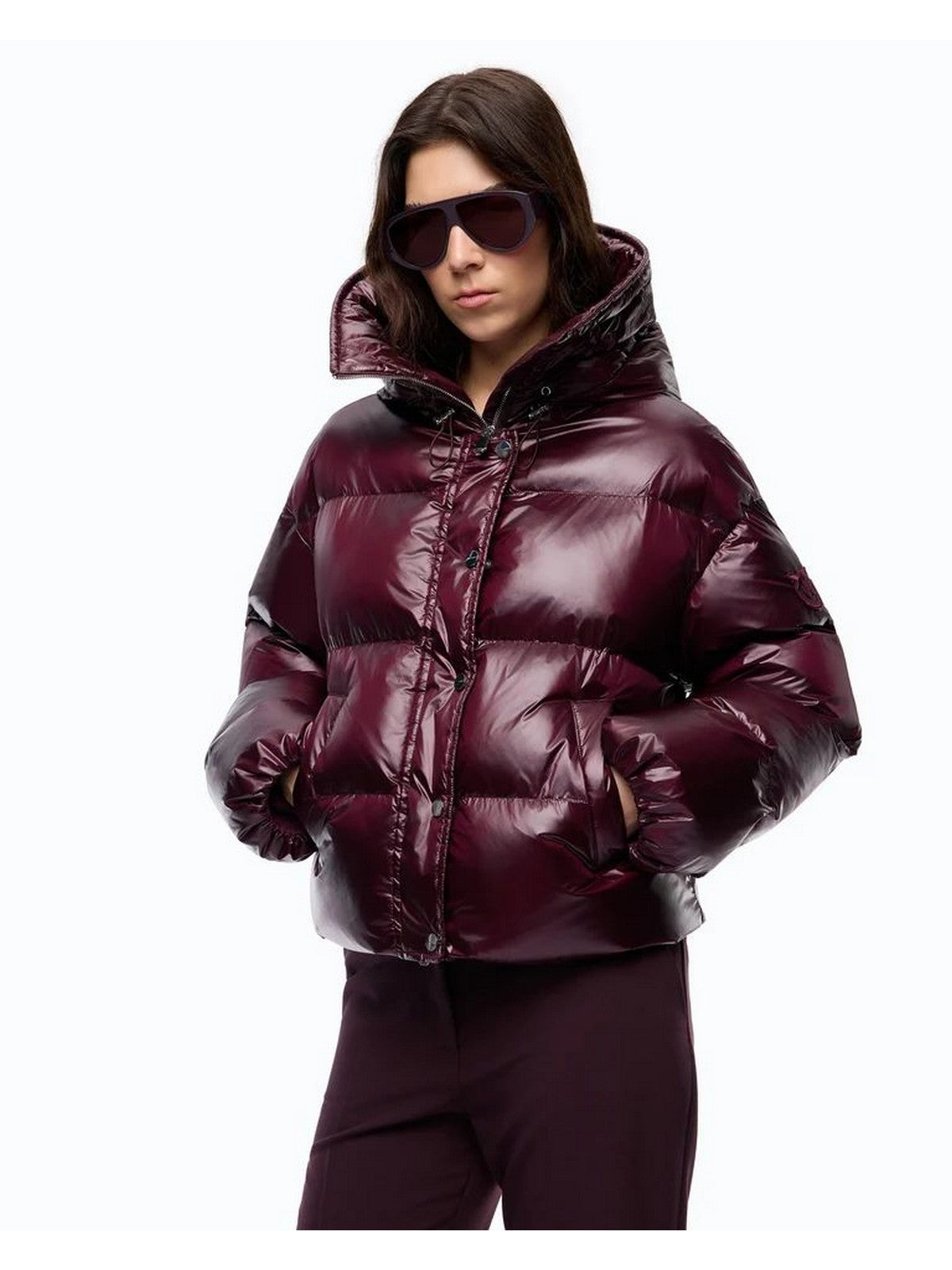 Pinko Piumino Donna Impasto con Cappuccio Bordeaux 105656A3FI-RR7