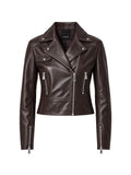 Pinko Giubbotto Donna New Sensibile Chiodo in Nappa Marrone Testa Moro 106247A3EB-L72