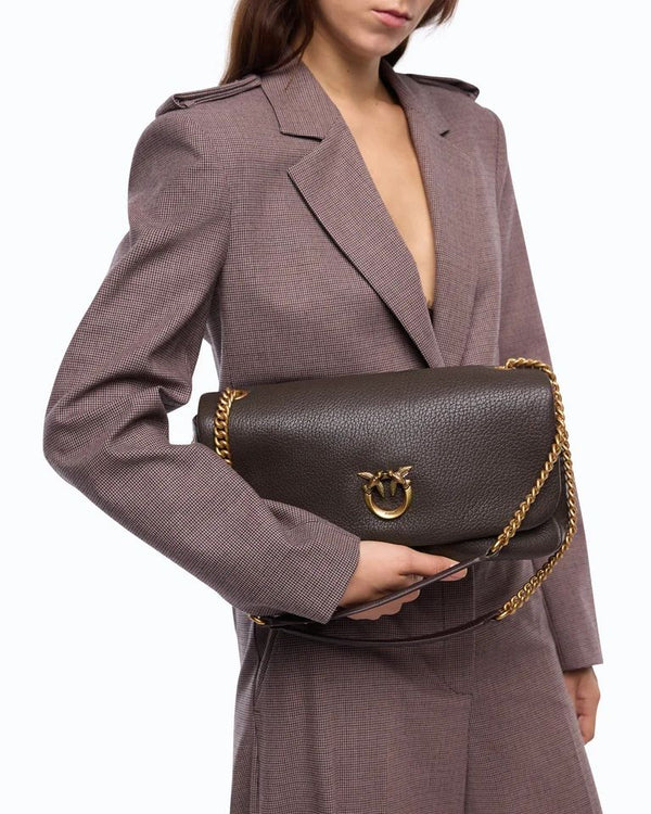 Pinko Click Soft Horizontal Chain Borsa Donna Marrone Marasca Antique Gold 107022A3CX-M12Q
