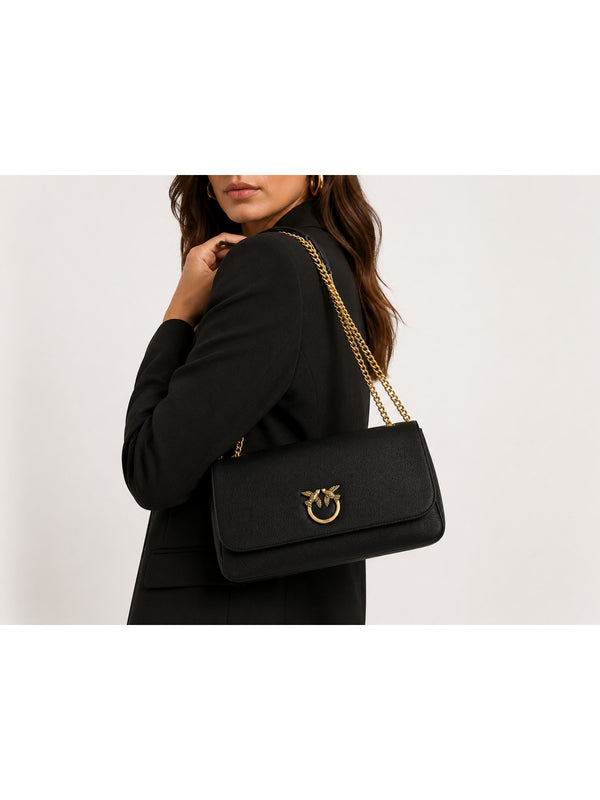 Pinko Borsa Donna Click Soft Horizontal Chain Nero Antique Gold 107022A3CX-Z99Q