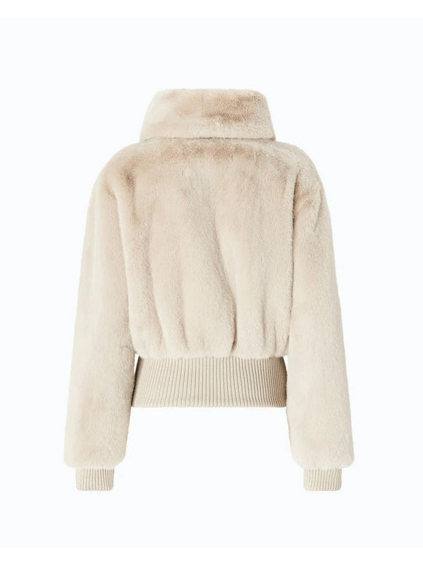 Pinko Bagels Bomber Donna in Ecopelliccia Effetto Visone Beige Giorno Piovoso 107040A3E7-C32