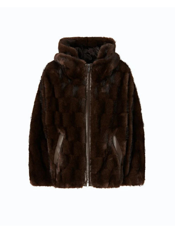 Pinko Cappa Donna Cadetia Aspen Effetto Pelliccia Marrone Chicco di Caffè 107054A3C5-M11