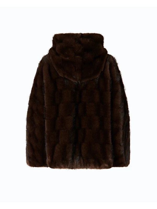 Pinko Cappa Donna Cadetia Aspen Effetto Pelliccia Marrone Chicco di Caffè 107054A3C5-M11