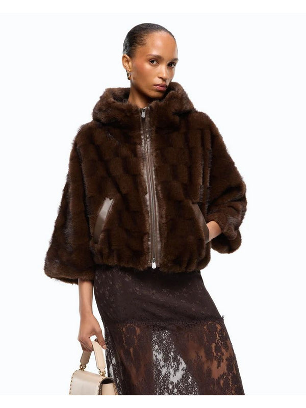 Pinko Cappa Donna Cadetia Aspen Effetto Pelliccia Marrone Chicco di Caffè 107054A3C5-M11