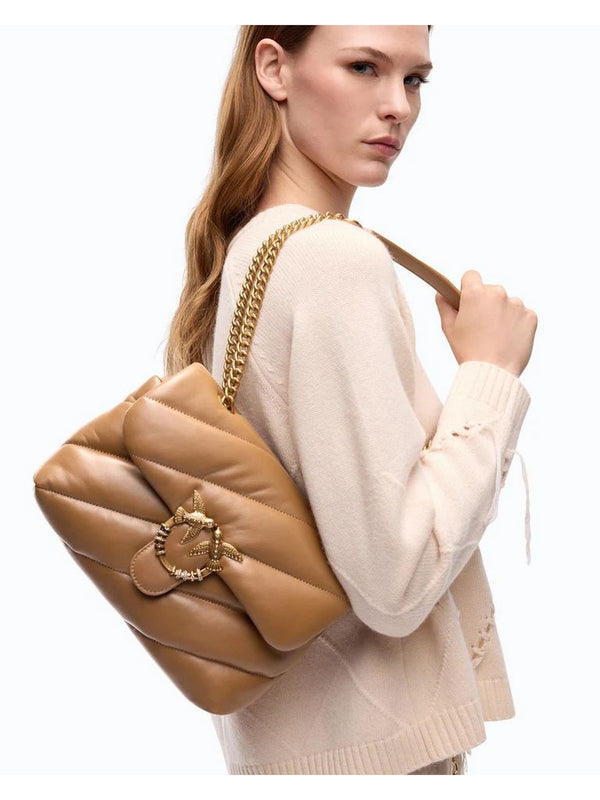 Pinko Borsa Donna Love Puff Classic New Buckle Cognac Antique Gold 107057A0F2-M37Q
