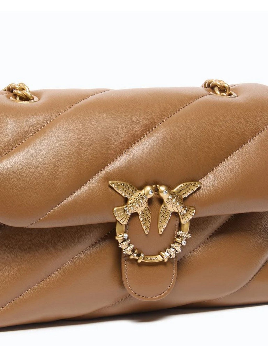 Pinko Borsa Donna Love Puff Classic New Buckle Cognac Antique Gold 107057A0F2-M37Q