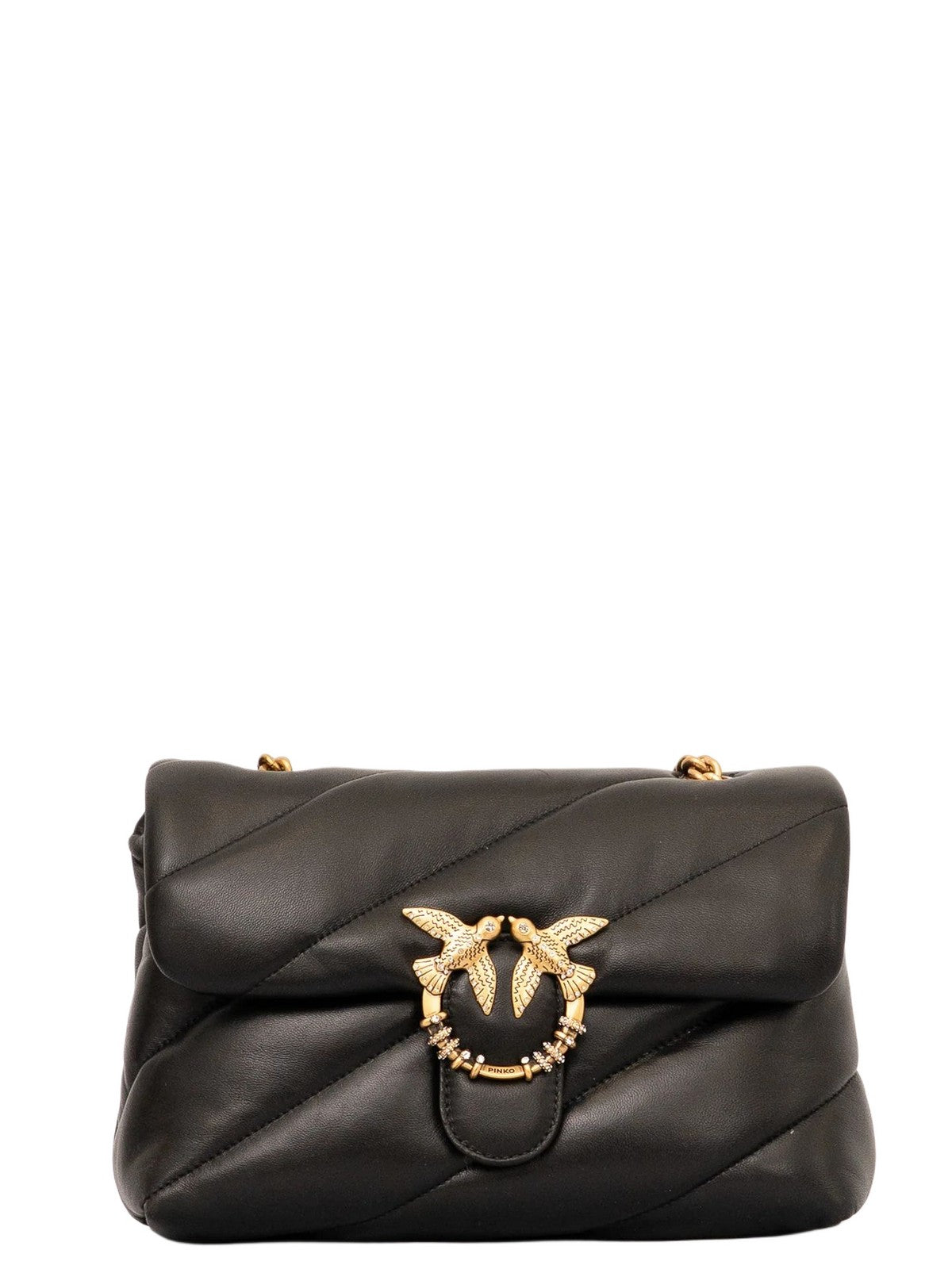 Pinko Borsa Donna Love Puff Classic New Buckle Nero Antique Gold 107057A0F2-Z99Q