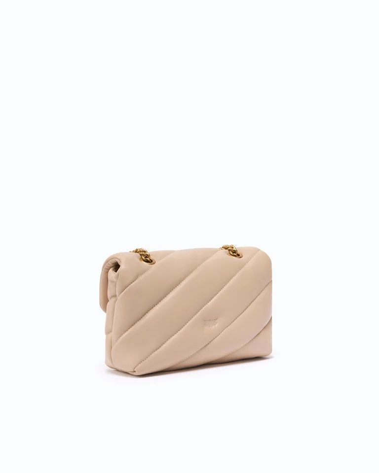 Pinko Love Puff Mini New Buckle Borsa Donna Beige Grigio Fumo Antique Gold 107058A0F2-C50Q