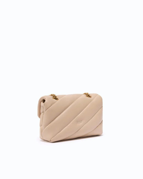 Pinko Love Puff Mini New Buckle Borsa Donna Beige Grigio Fumo Antique Gold 107058A0F2-C50Q