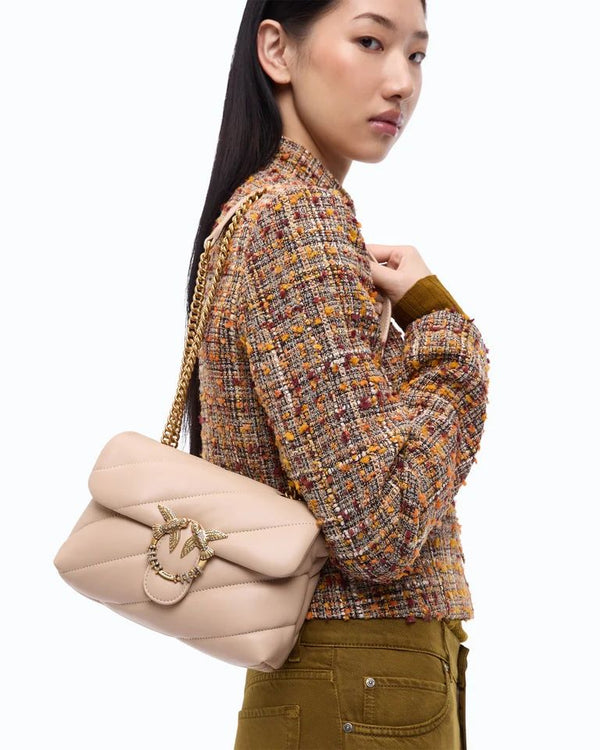 Pinko Love Puff Mini New Buckle Borsa Donna Beige Grigio Fumo Antique Gold 107058A0F2-C50Q