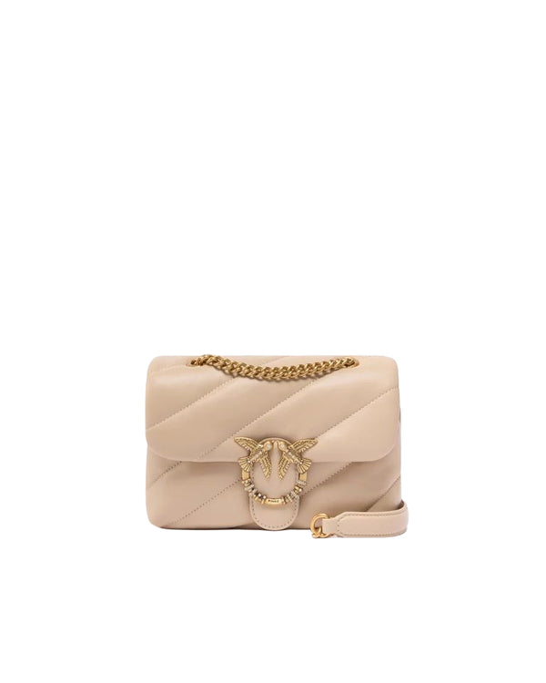 Pinko Love Puff Mini New Buckle Borsa Donna Beige Grigio Fumo Antique Gold 107058A0F2-C50Q