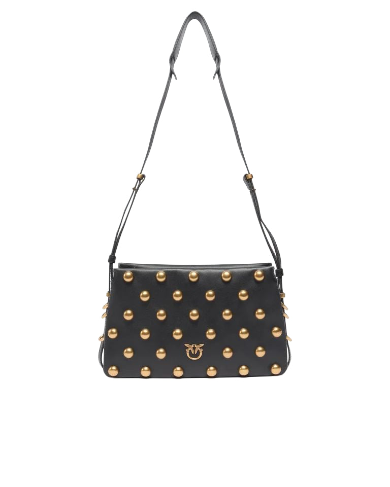 Pinko Triplet Mini Studs Borsa Donna in Pelle Nera Antique Gold 107063A0QO-Z99Q