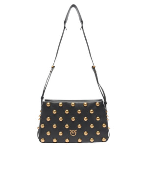 Pinko Triplet Mini Studs Borsa Donna in Pelle Nera Antique Gold 107063A0QO-Z99Q