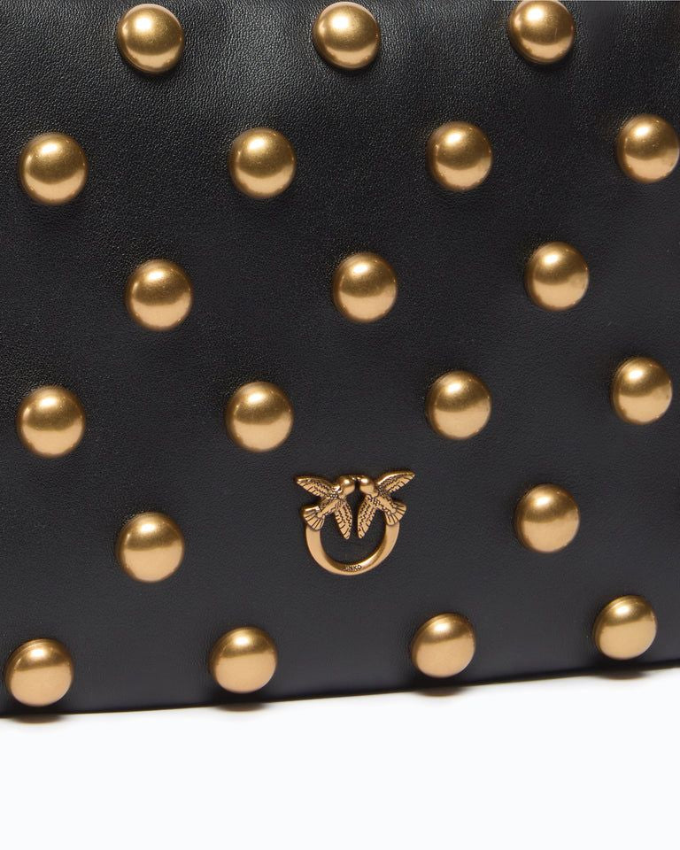 Pinko Triplet Mini Studs Borsa Donna in Pelle Nera Antique Gold 107063A0QO-Z99Q
