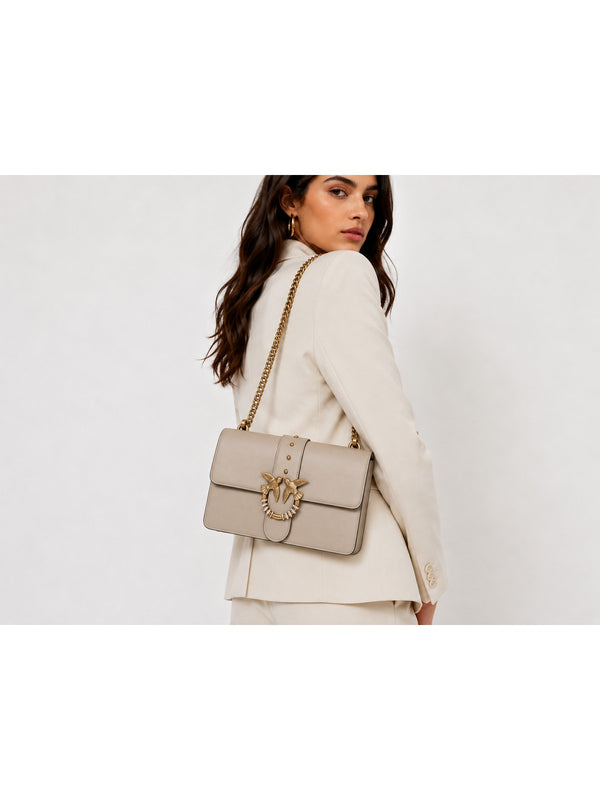 Pinko Borsa Love One Classic New Buckle Donna Marrone Marasca Antique Gold 107070A0F1-M12Q