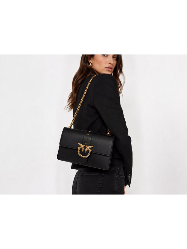 Pinko Borsa Love One Classic New Buckle Donna Nera Antique Gold 107070A0F1-Z99Q