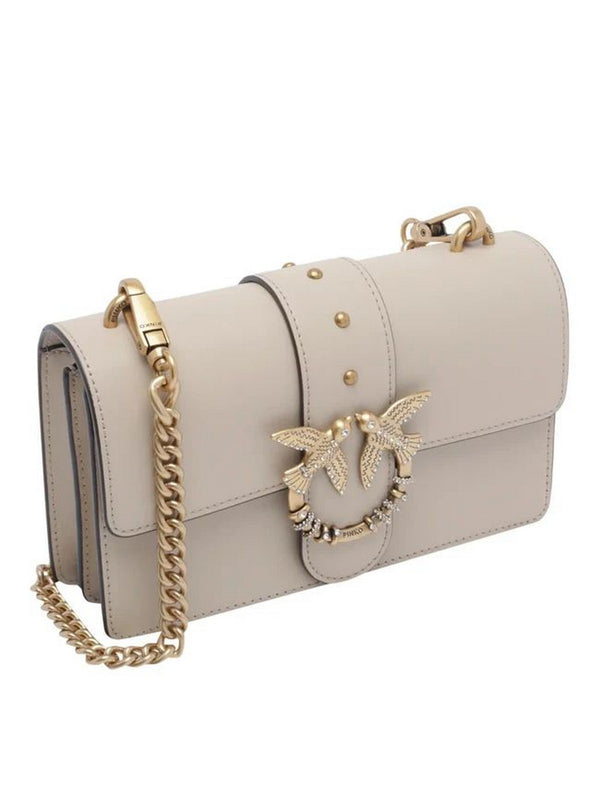 Pinko Borsa Love One Mini New Buckle Donna Beige Grigio Fumo Antique Gold 107071A0F1-C50Q