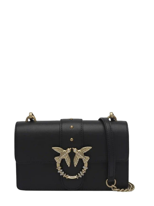 Pinko Borsa Love One Mini New Buckle Donna Nera Antique Gold 107071A0F1-Z99Q