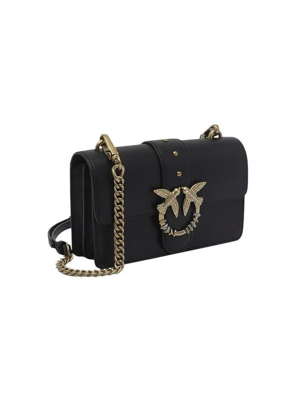 Pinko Borsa Love One Mini New Buckle Donna Nera Antique Gold 107071A0F1-Z99Q