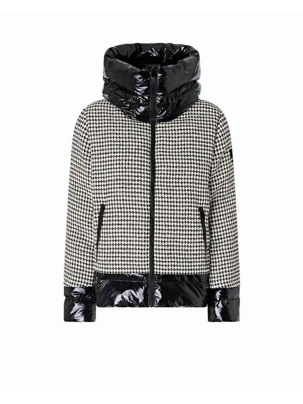 Pinko Giubbotto Gynura Imbottito in Tweed Donna Nero Bianco 107186A3G5-ZZ2