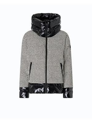Pinko Giubbotto Gynura Imbottito in Tweed Donna Nero Bianco 107186A3G5-ZZ2